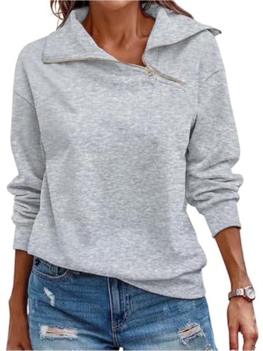RANPHEE Women's Zip-Up Hooded Sweatshirt Turtleneck Long Sleeve Relaxed Fit